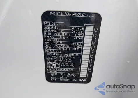 2021 Infiniti Qx50 Luxe из США, поврежденный, VIN 3PCAJ5BA4MF123599